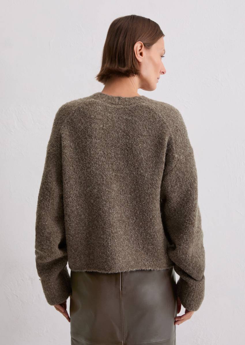 Bouclé cardigan regular made from a virgin wool/alpaca wool mix