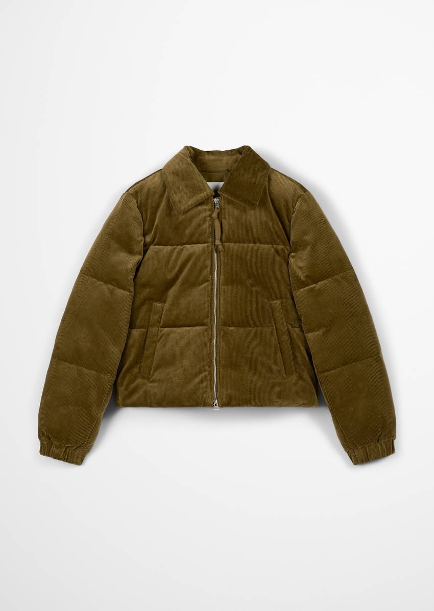 Corduroy puffer jacket regular cropped with soft padding