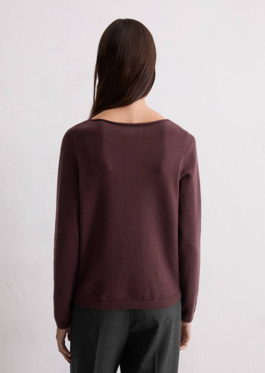 Basic knitted sweater regular made from a soft cotton/virgin wool blend