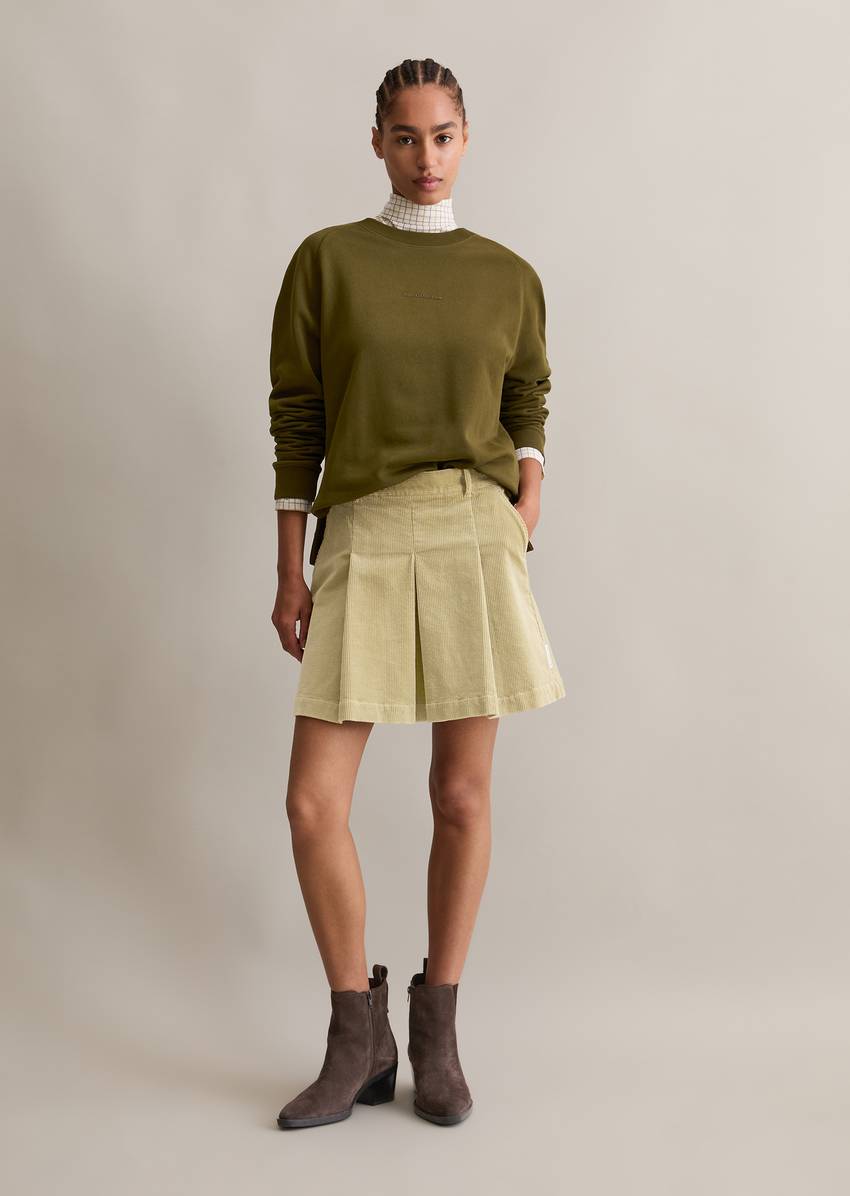 Corduroy mini skirt A-shape made from organic cotton stretch