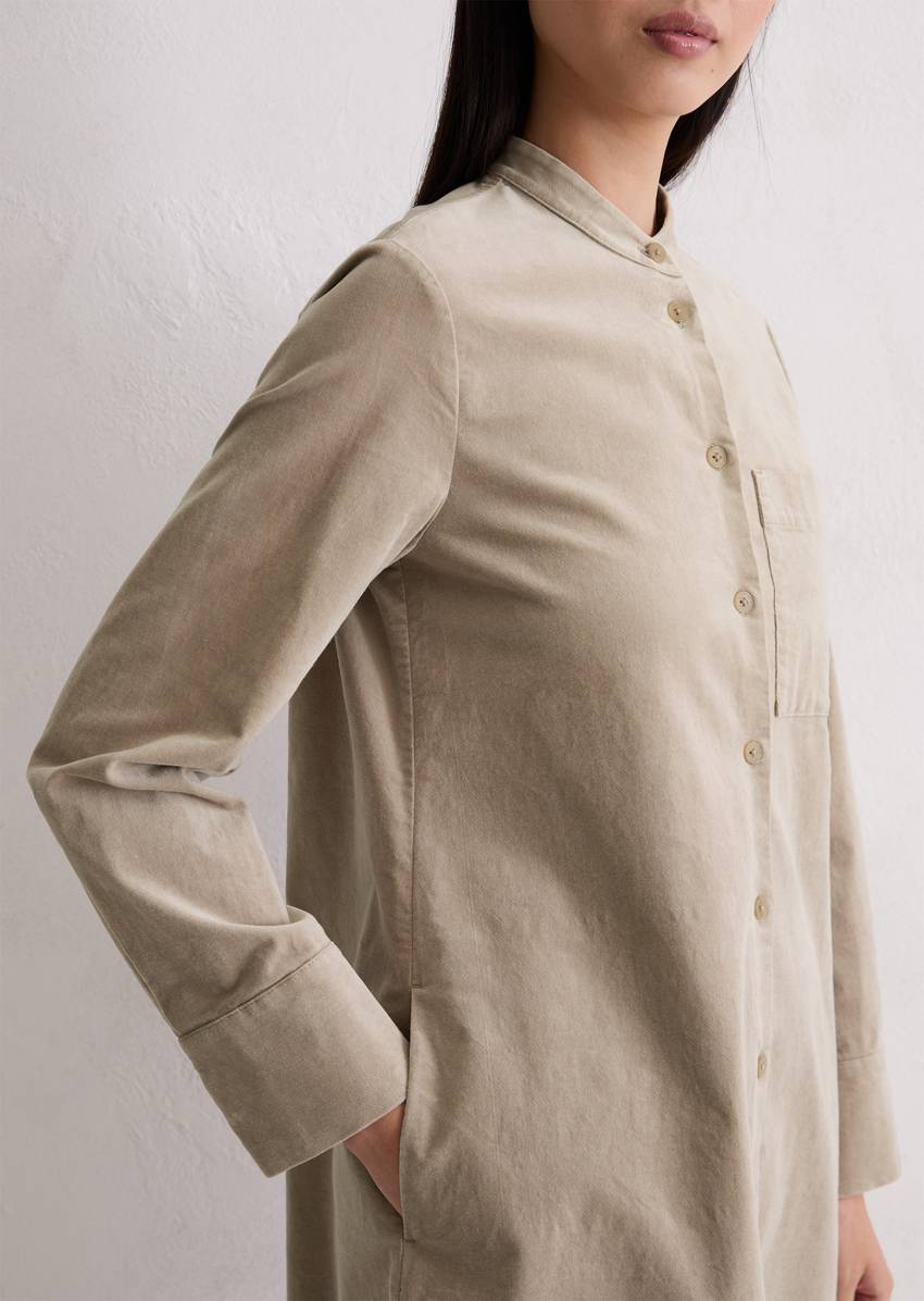 Velvet shirt dress A-shape made from organic cotton stretch