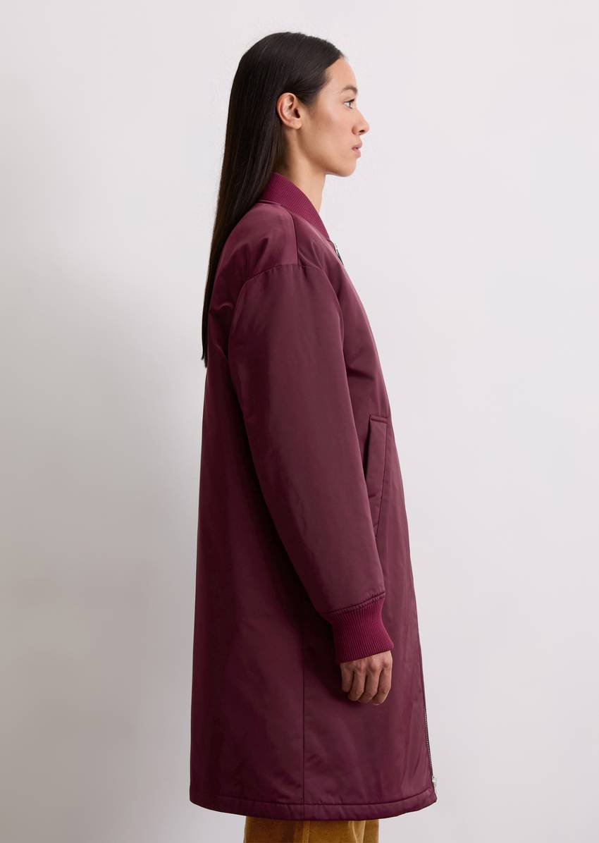 Regular aviator-style blouson coat made from recycled polyester twill