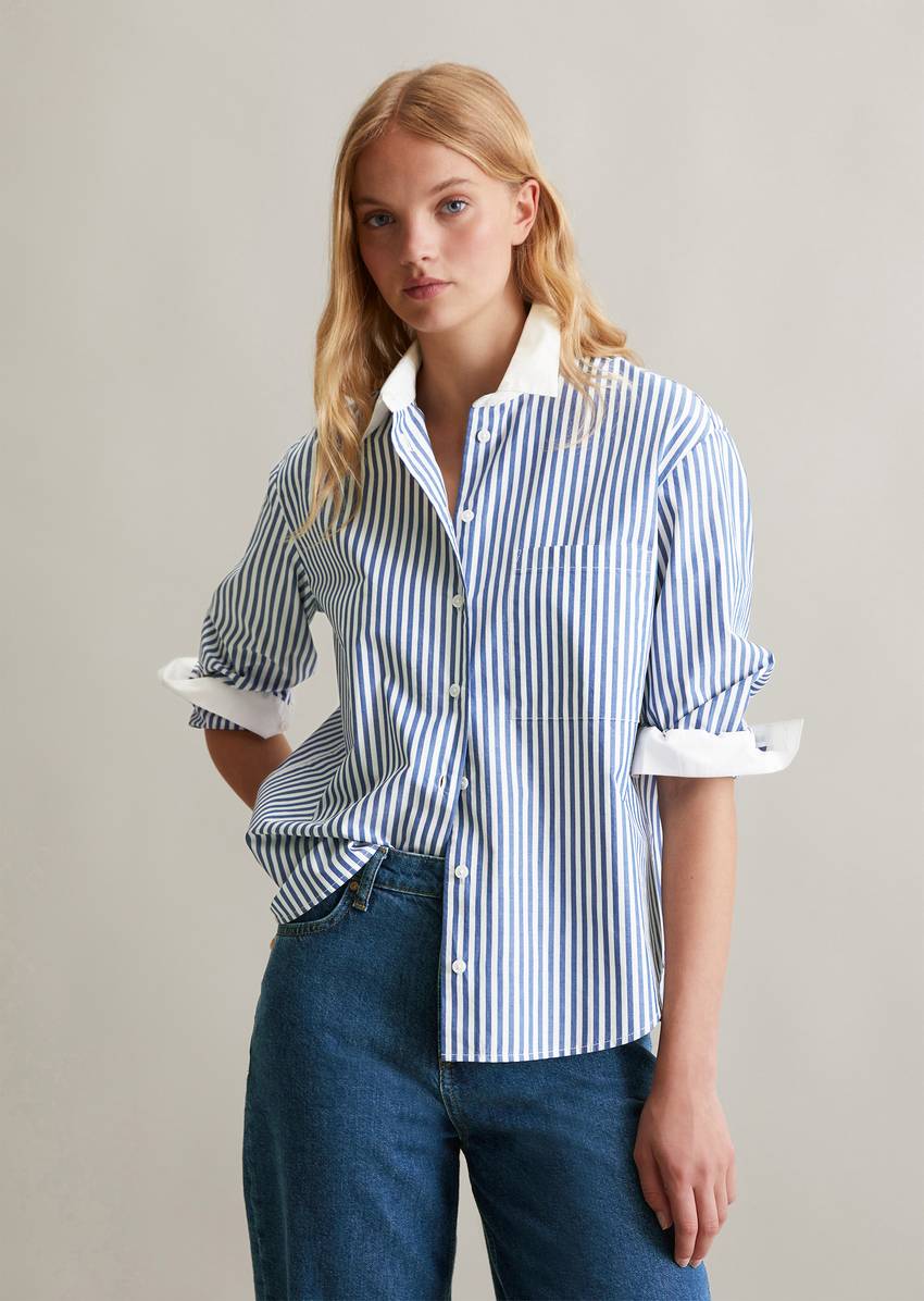 Regular striped blouse made from Papertouch Poplin