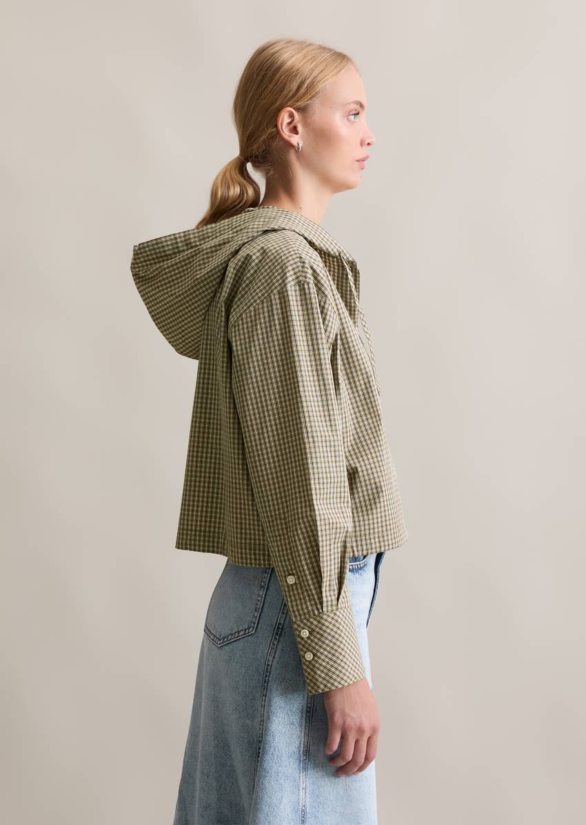 Cropped hooded blouse made from papertouch poplin