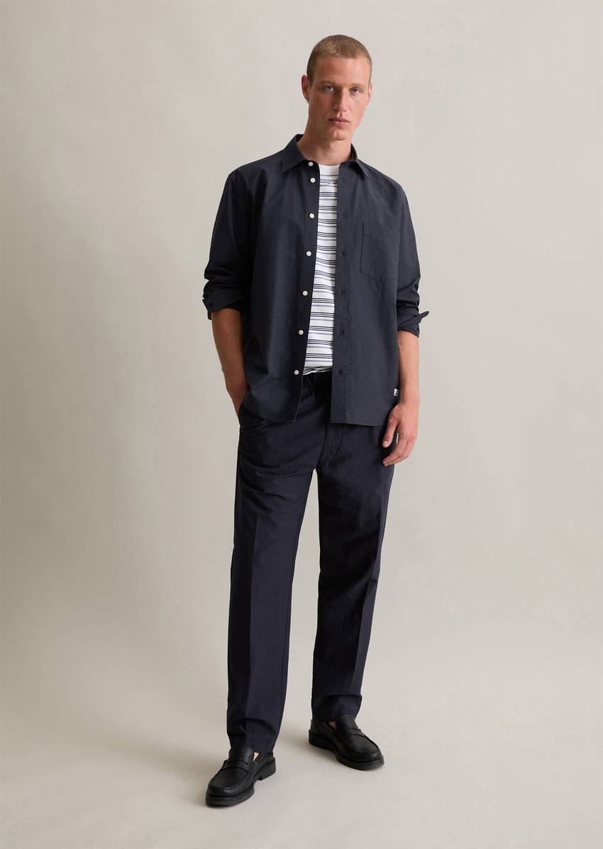 Jogger regular trousers with a fine crinkle texture