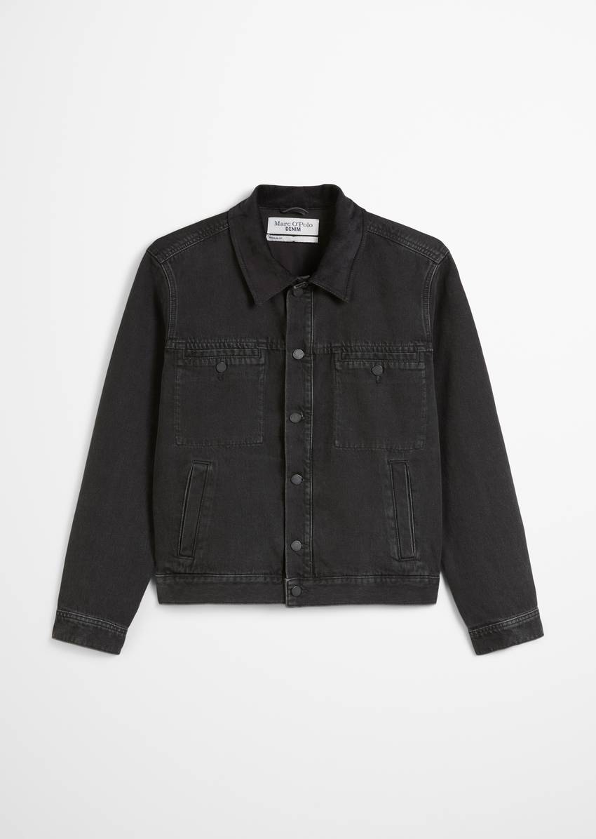 Regular denim jacket with corduroy collar