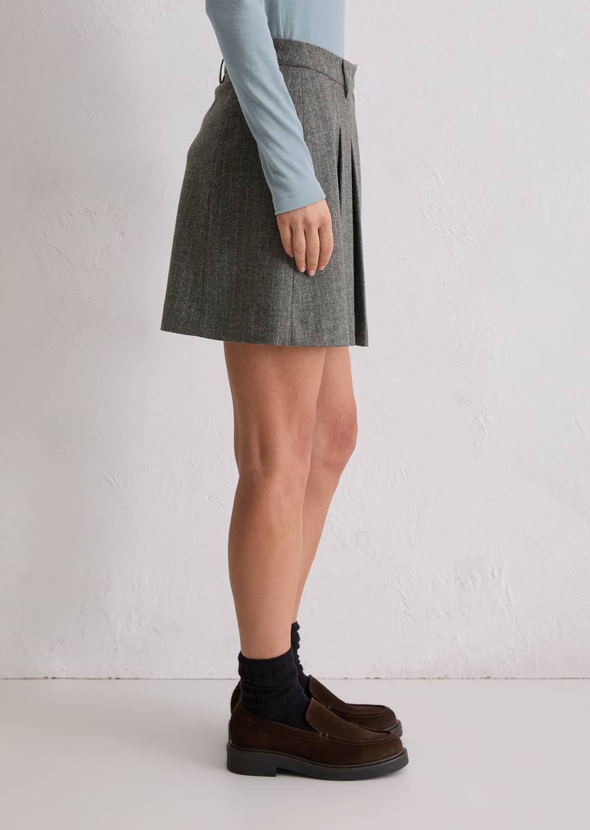 Pinstripe mini skirt A-shape made from wool-viscose blend stretch