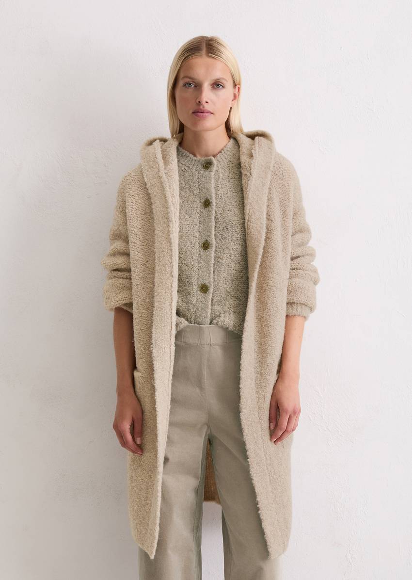 Bouclé cardigan regular made from a virgin wool/alpaca wool mix