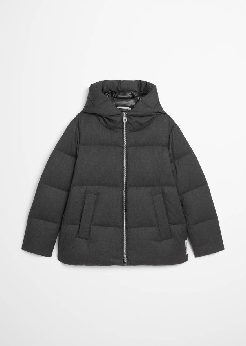 Down puffer jacket relaxed made from recycled flannel