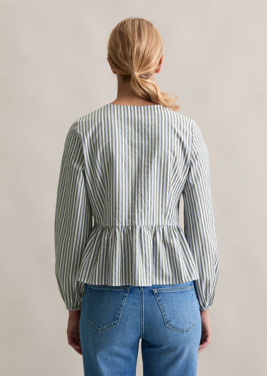 Striped blouse shaped made from cotton dobby