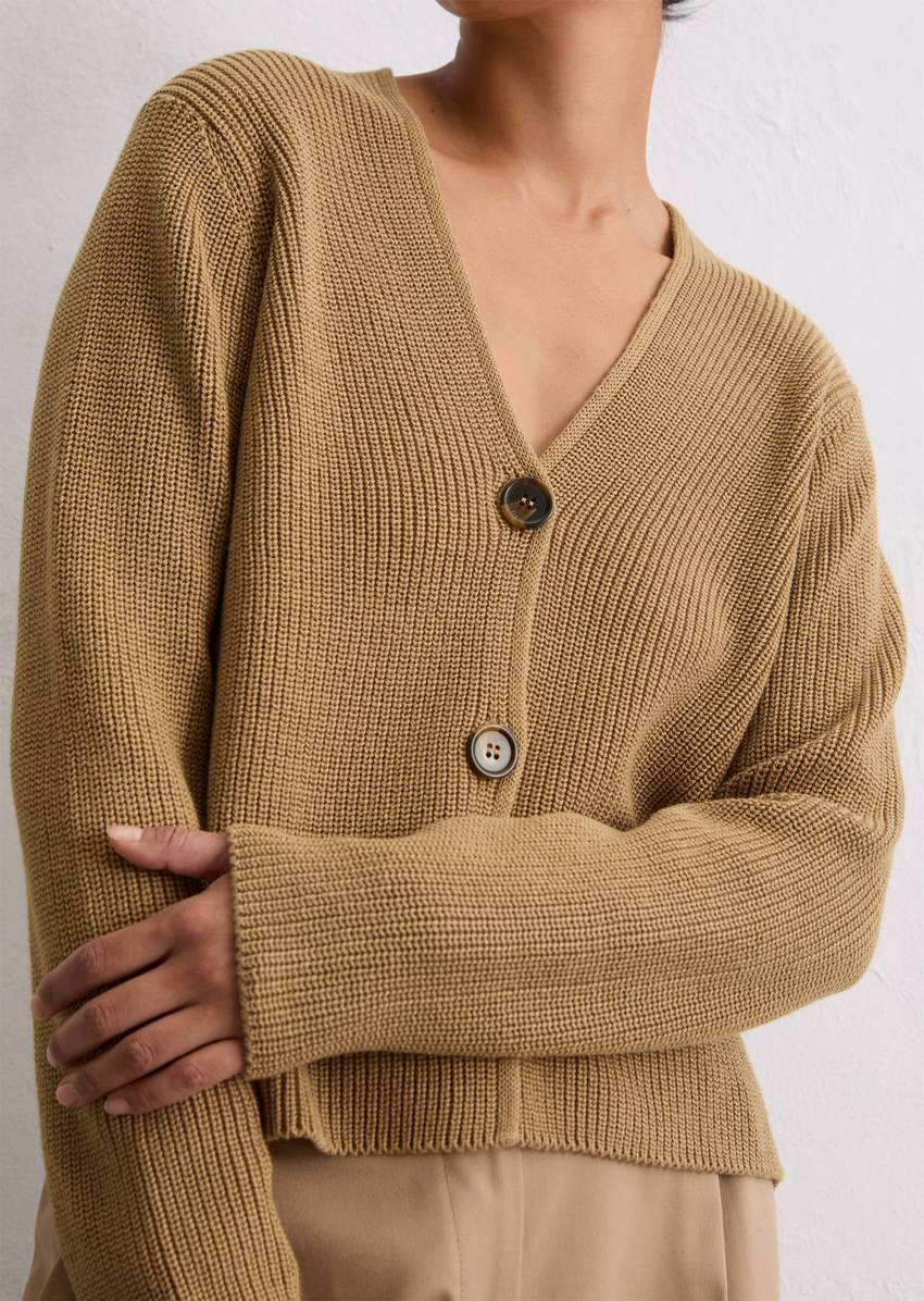 V-neck cardigan relaxed made from heavyweight organic cotton