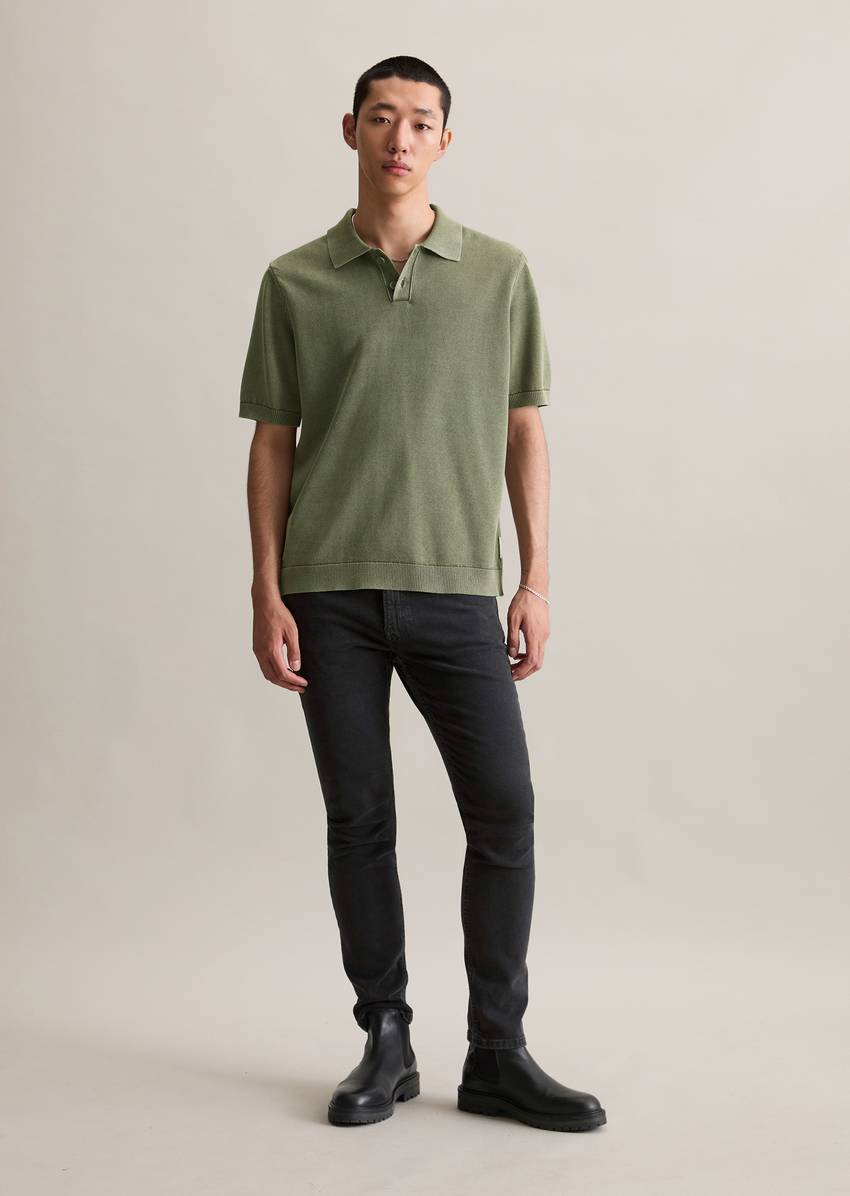 Relaxed knit polo shirt made from pure organic cotton