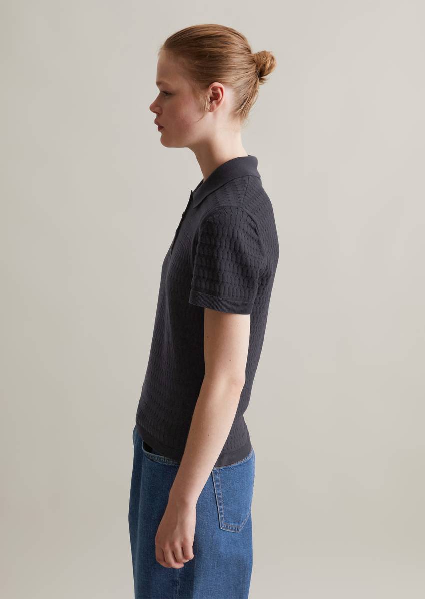 Regular knit polo shirt made from soft cotton yarn