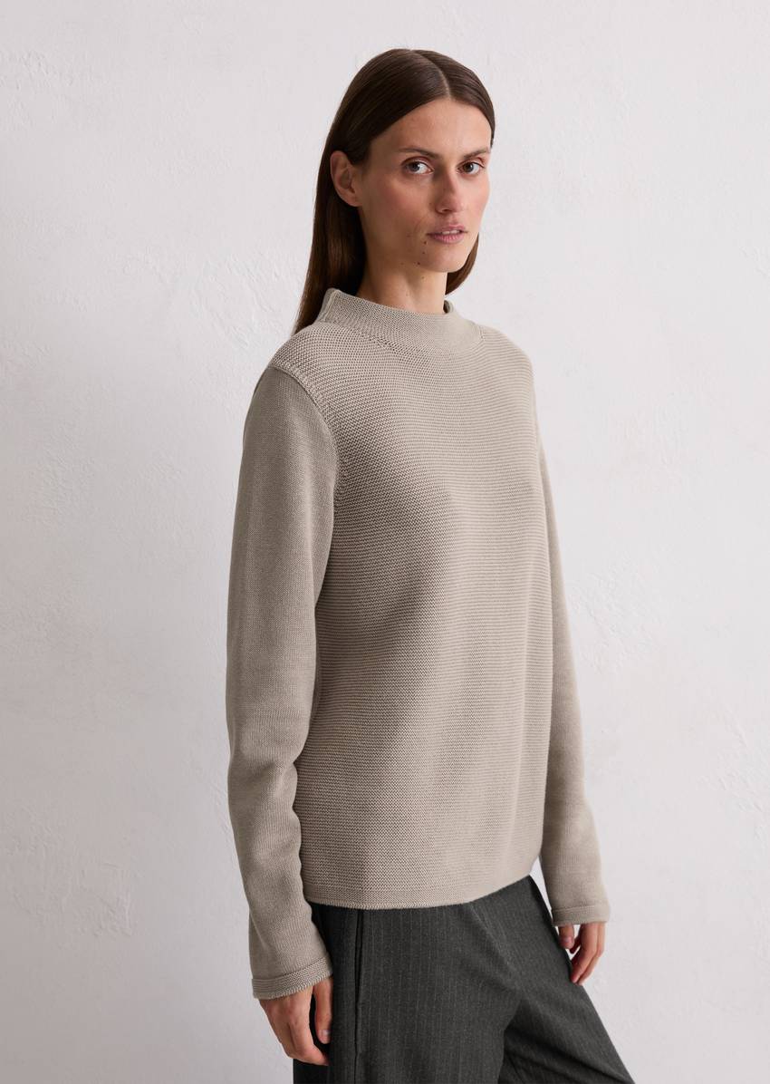 Knitted sweater slim made from organic cotton