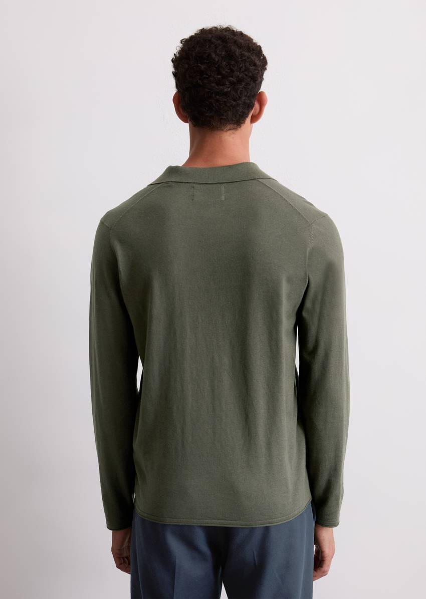 Regular polo neck sweater made from an organic cotton-cashmere blend