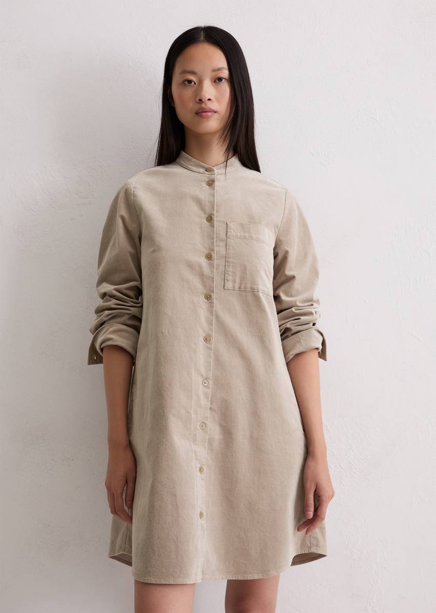 Velvet shirt dress A-shape made from organic cotton stretch