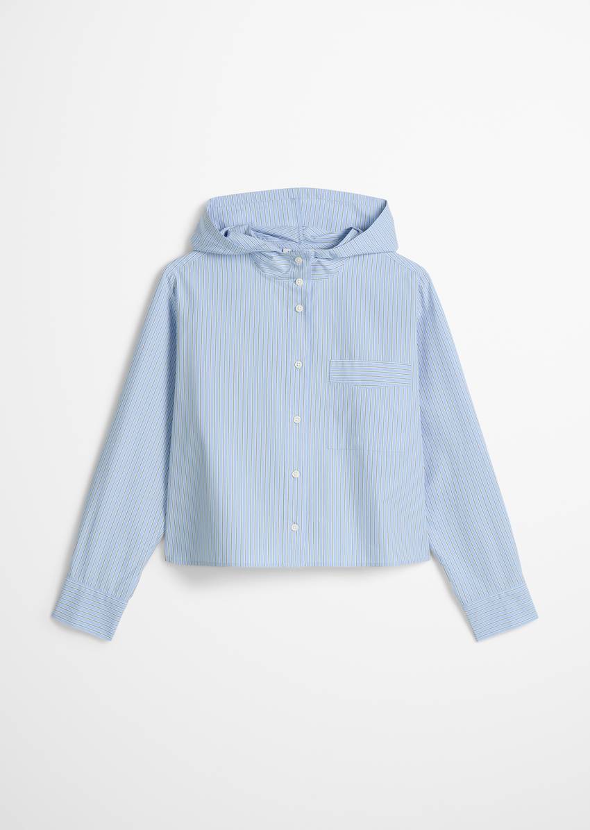 Relaxed hooded striped blouse made from Papertouch Poplin