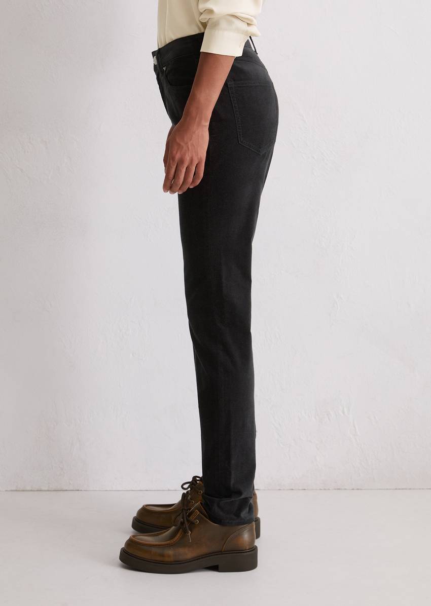 Velvet pants model Alkea slim made from an organic cotton stretch blend