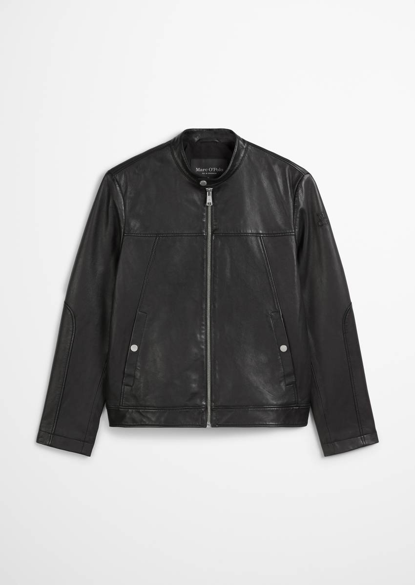 Biker leather jacket regular made from supple lambskin leather