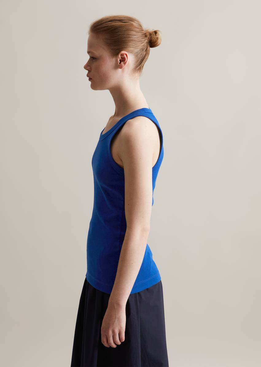 Ribbed tank top slim made from organic cotton stretch jersey