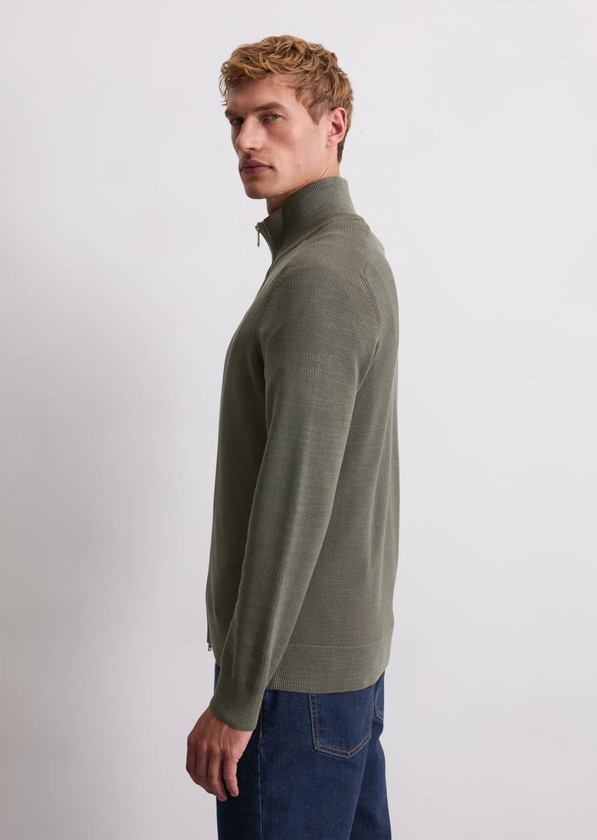 Zipper training jacket made from fine organic cotton piqué