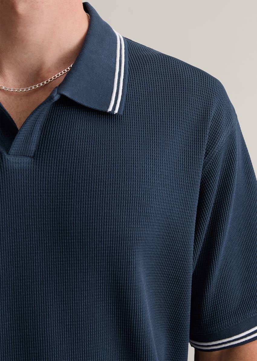 Regular polo shirt made from soft waffle jersey