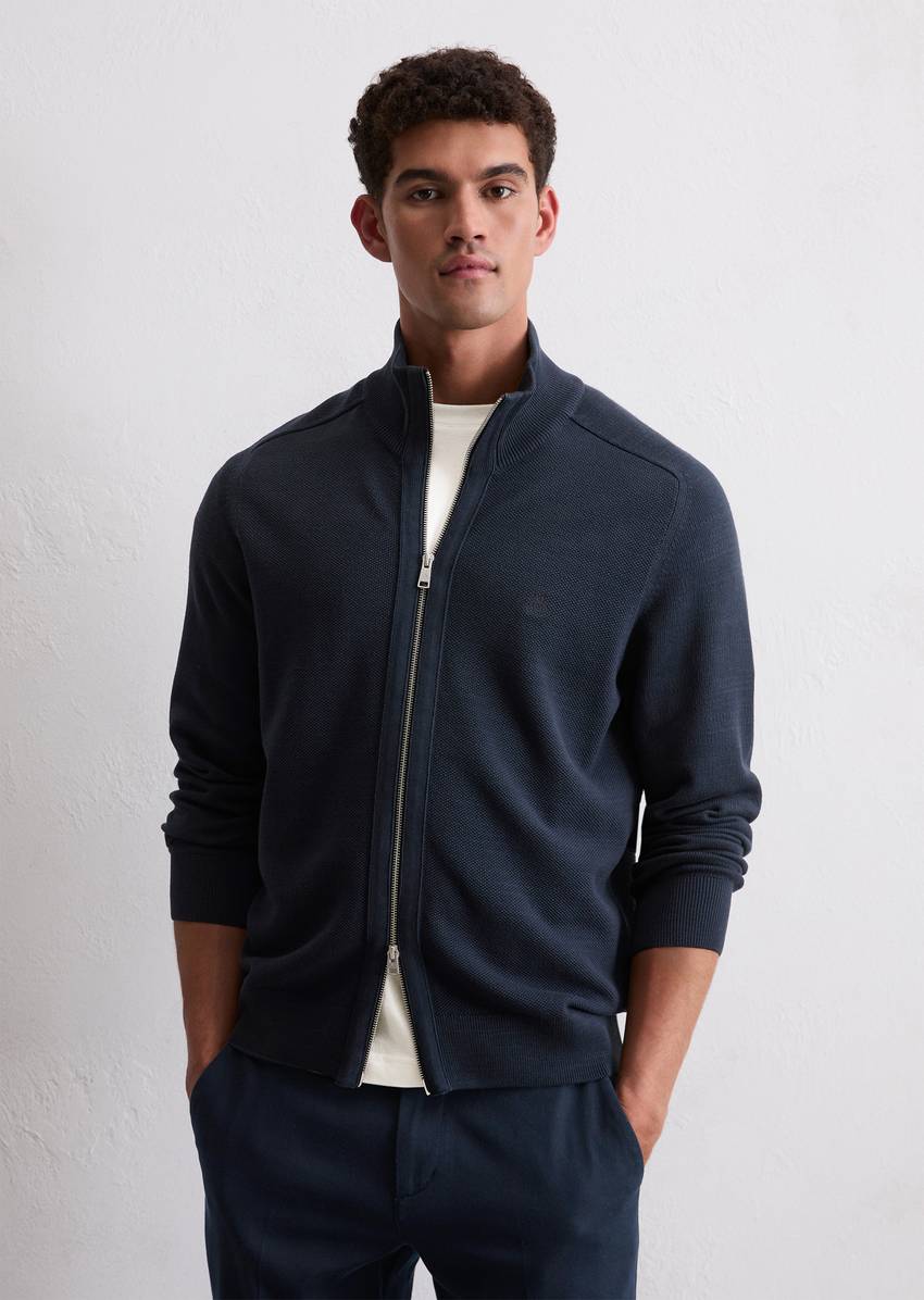 Zipper training jacket made from fine organic cotton piqué