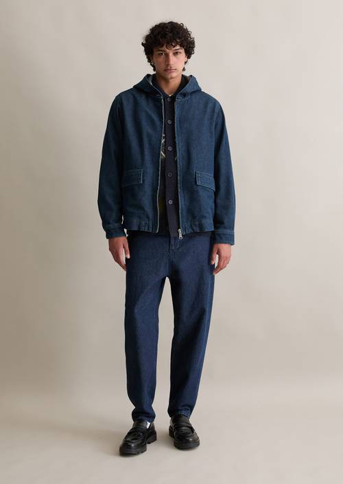 Regular hooded denim jacket made from denim with European nettle fibers