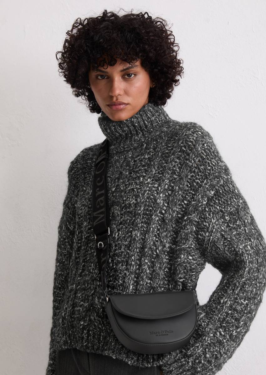 Shoulder bag small made from a leather alternative made from recycled polyester