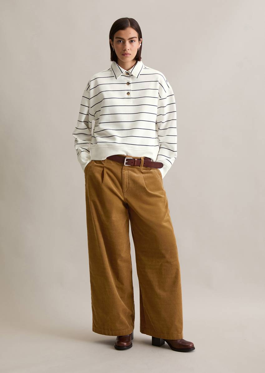 Striped polo sweatshirt relaxed made from pure organic cotton