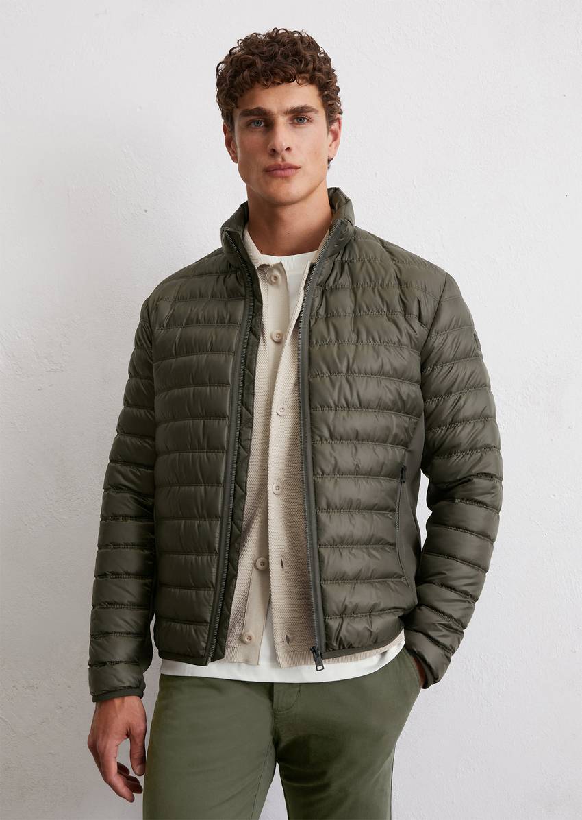 Quilted jacket regular with softshell inserts