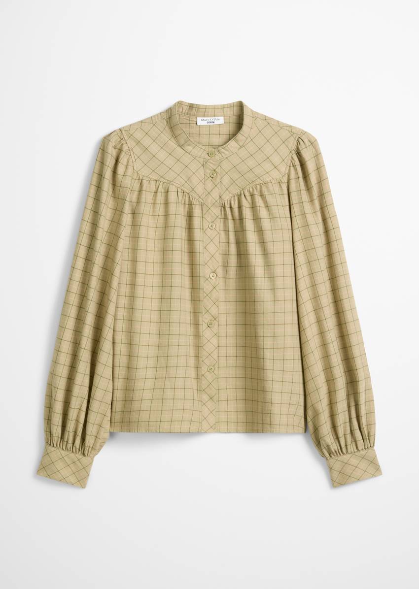 Check blouse A-shape in soft flannel fabric