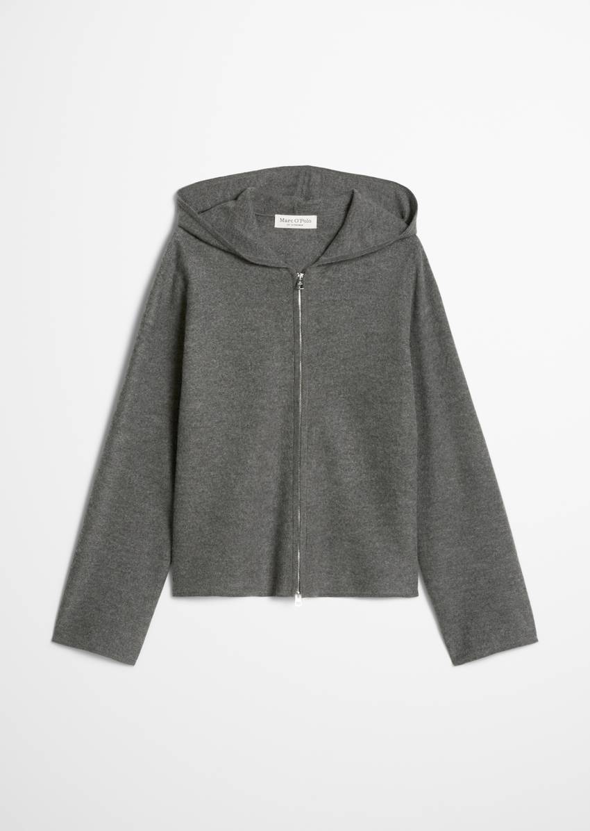 Zip cardigan loose made from boiled wool