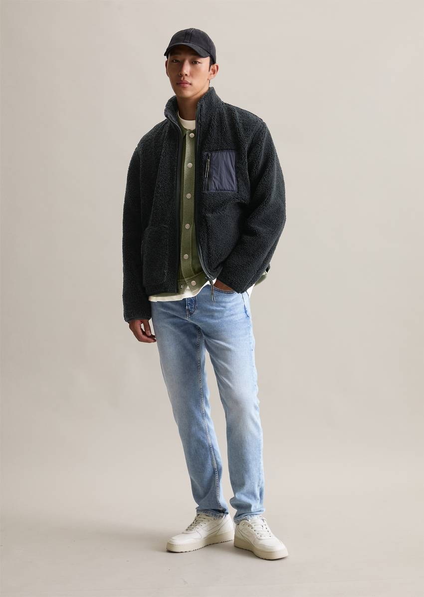 Teddy jacket regular with nylon breast pocket