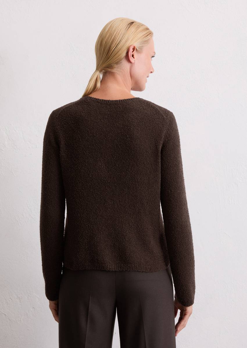 Knitted sweater regular made from bouclé yarn