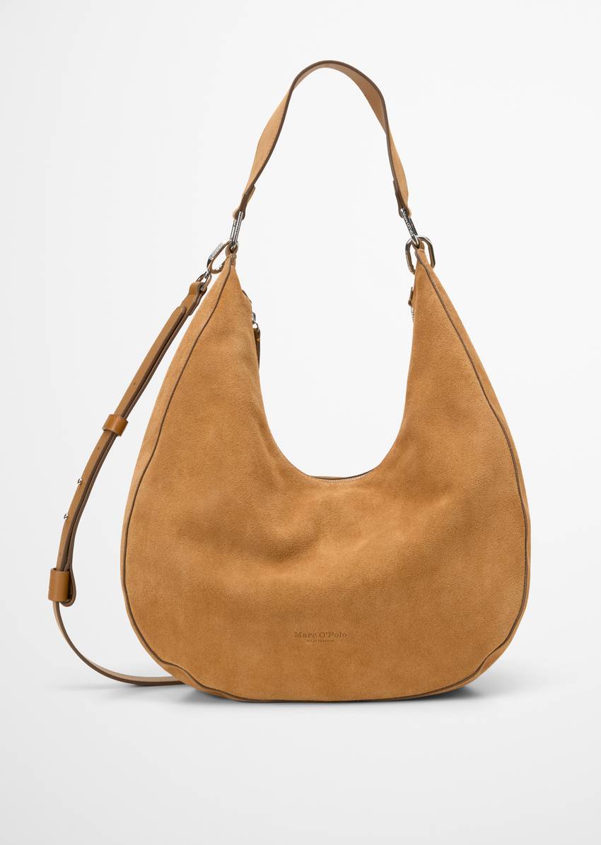 Hobo bag medium made from soft suede cowhide