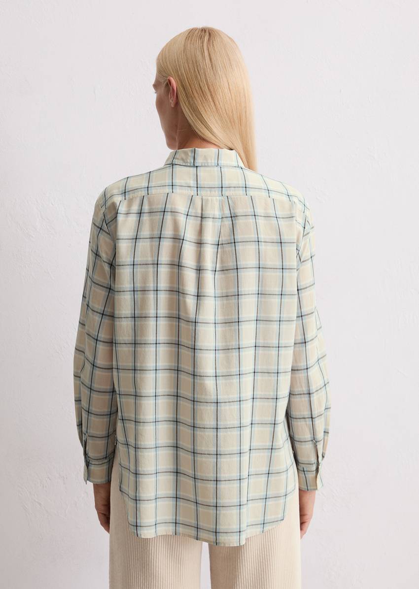 Check blouse regular made of cotton voile