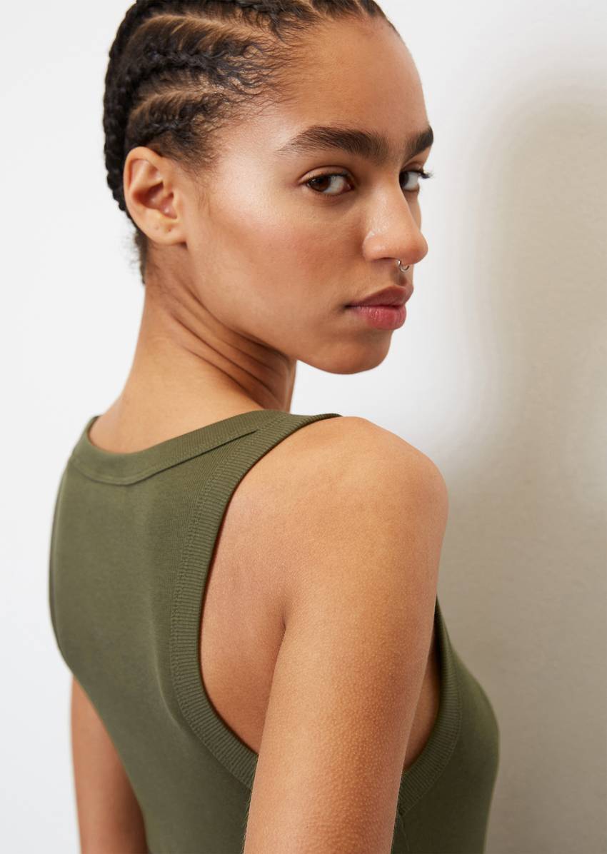 Ribbed tank top slim made from organic cotton stretch jersey
