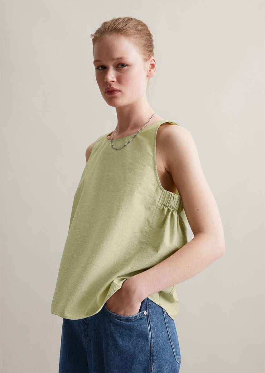 Regular cropped blouse top made from an organic cotton mix