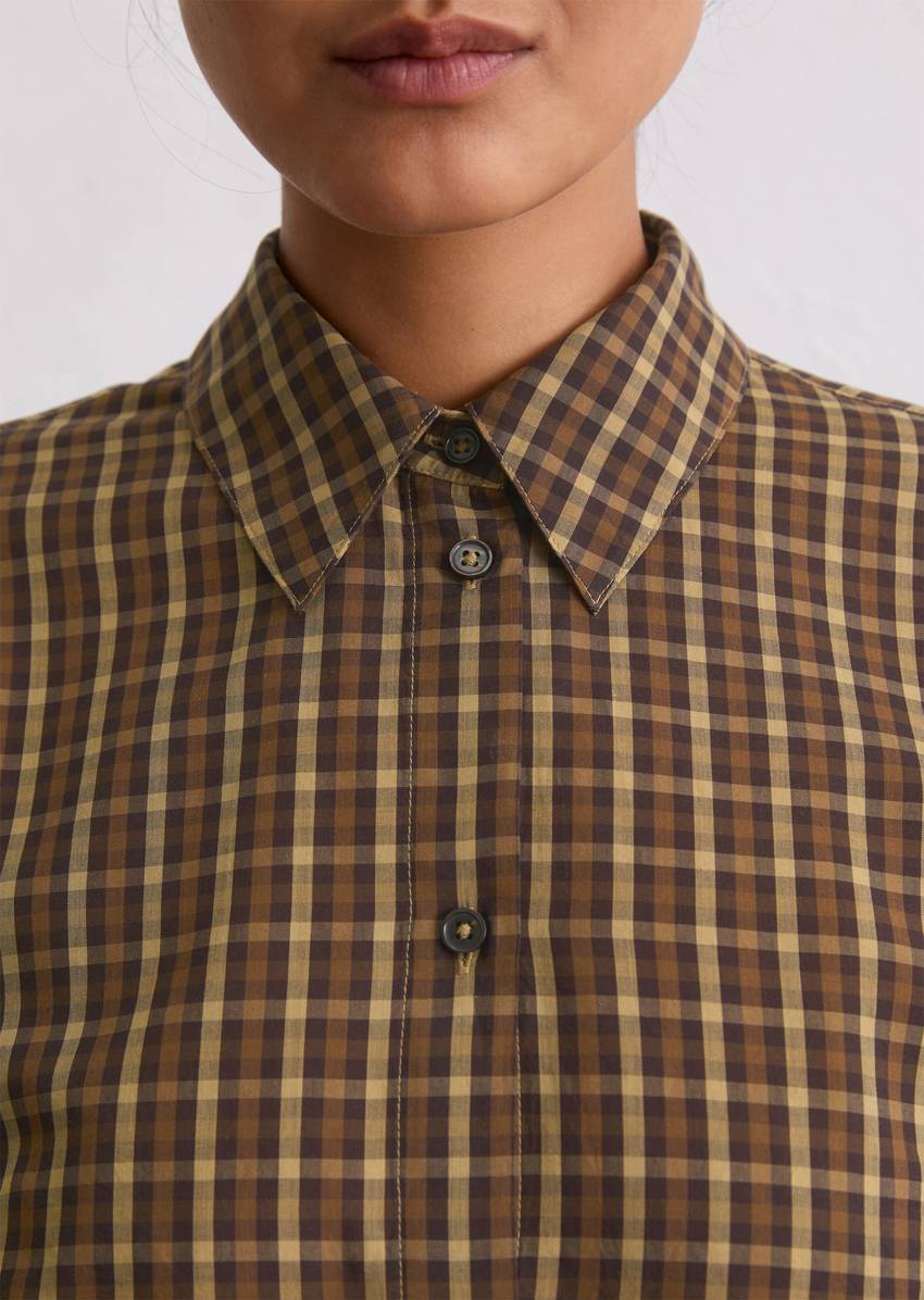 Check blouse oversize made from an organic cotton/lyocell mix