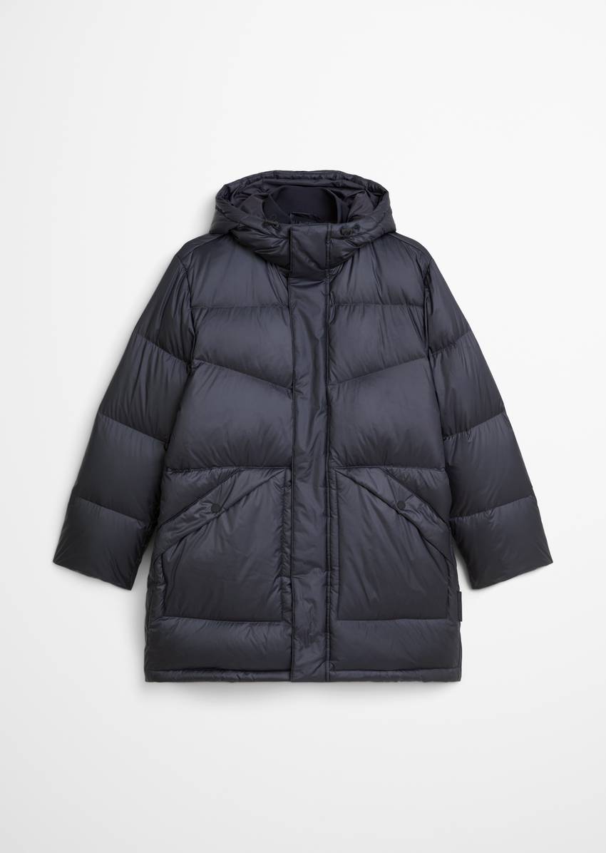 Down coat regular with fixed hood