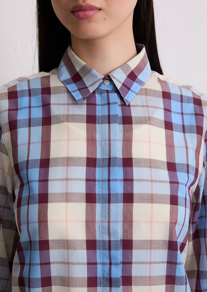 Check blouse fitted made from an organic cotton/lyocell mix