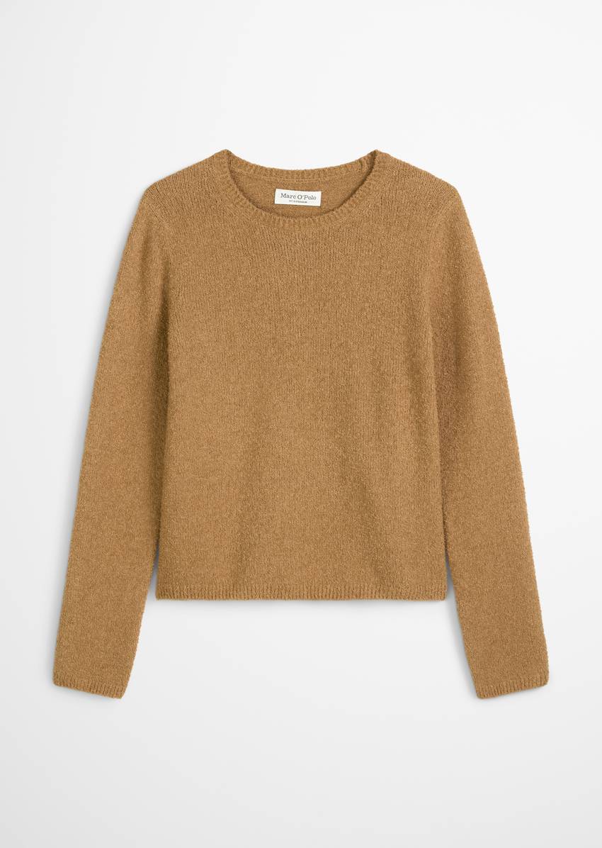 Knitted sweater regular made from bouclé yarn