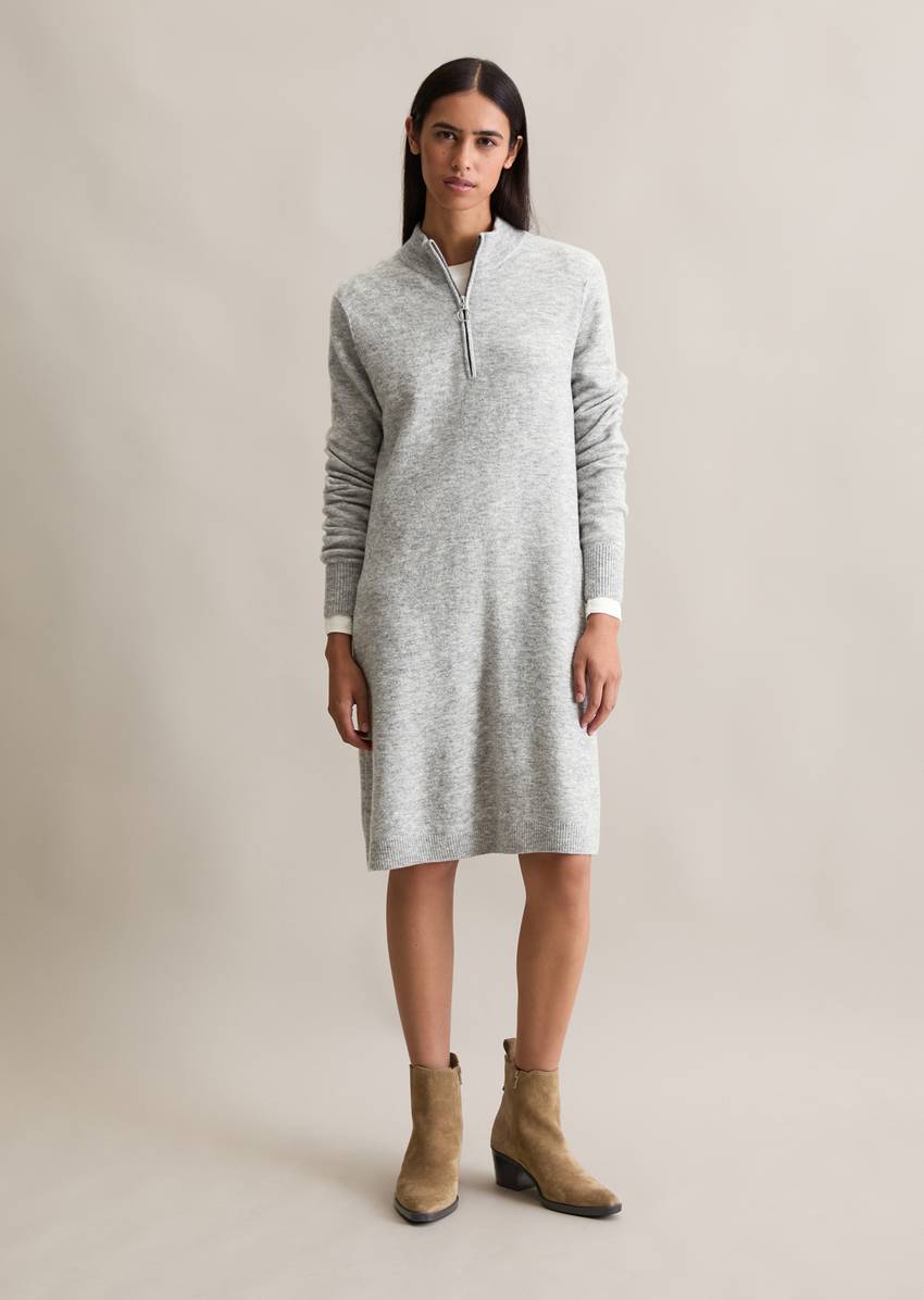 Regular troyer-style knit dress made from a soft virgin wool blend