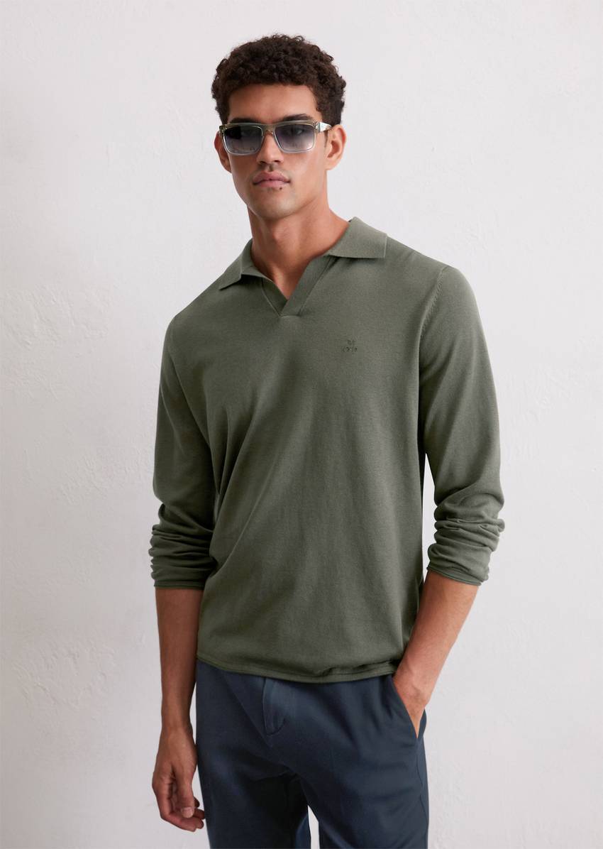 Regular polo neck sweater made from an organic cotton-cashmere blend