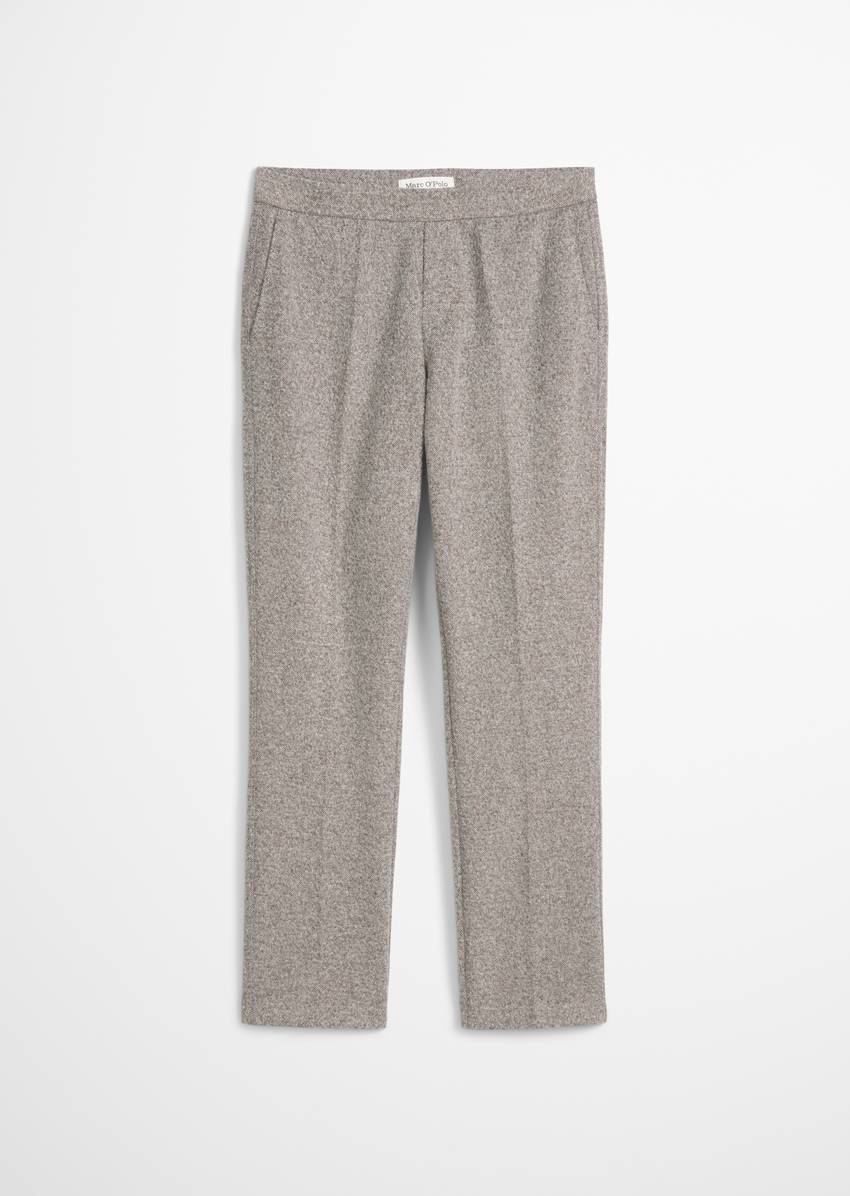 Tweed jersey pants slim made from an organic cotton blend