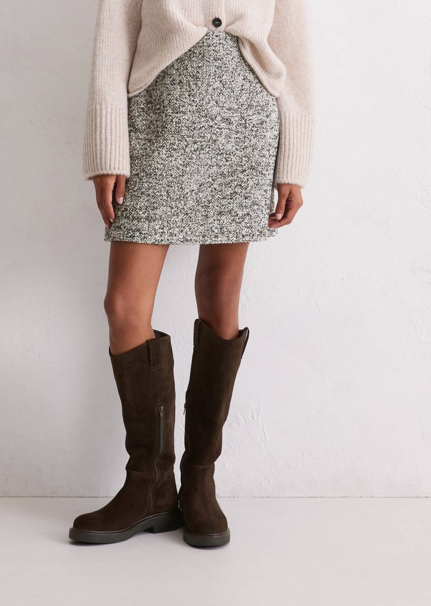 Bouclé mini skirt regular made from a recycled polyester/virgin wool mix