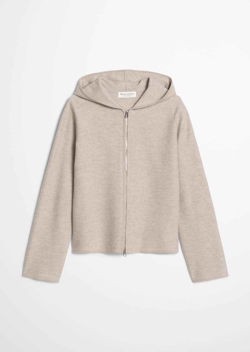 Zip cardigan loose made from boiled wool