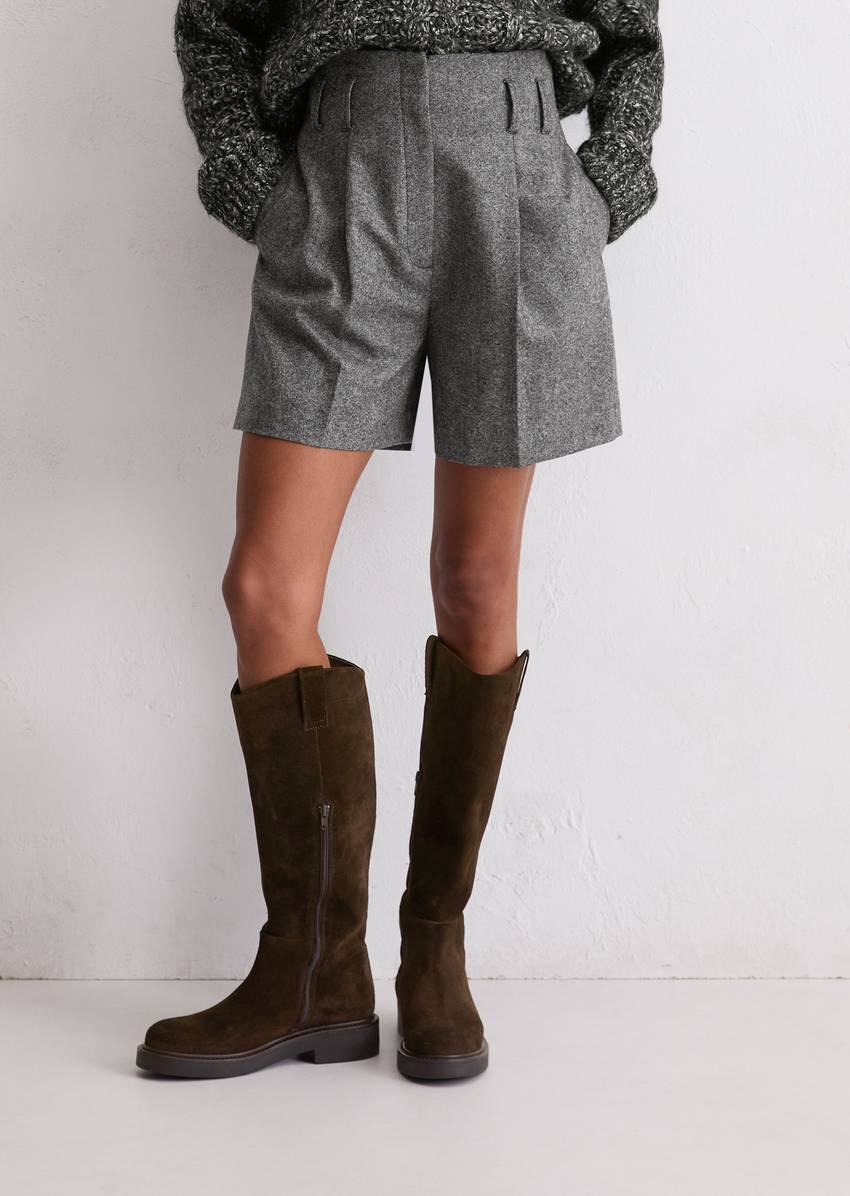 Tweed shorts regular made from a virgin wool mix