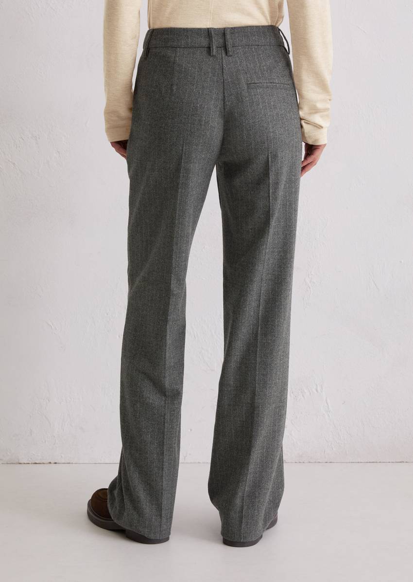 Tailored pinstripe trousers made from wool-viscose blend stretch